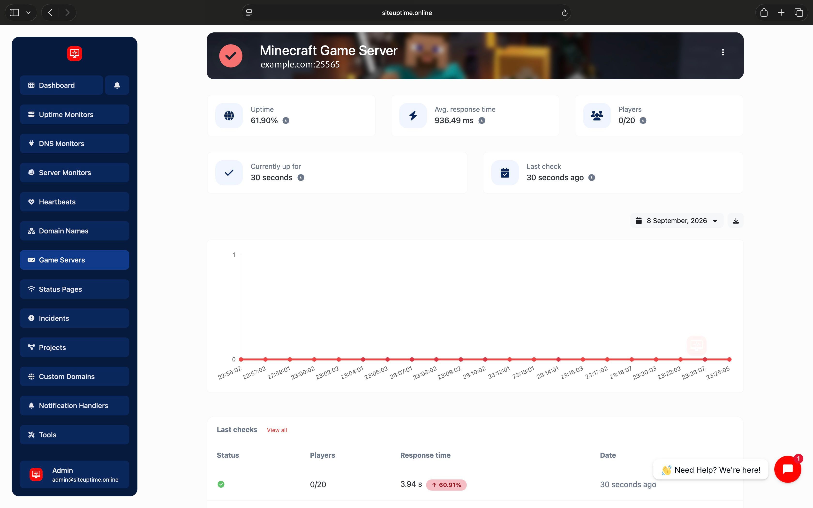 Screenshot of the App Status Page Example